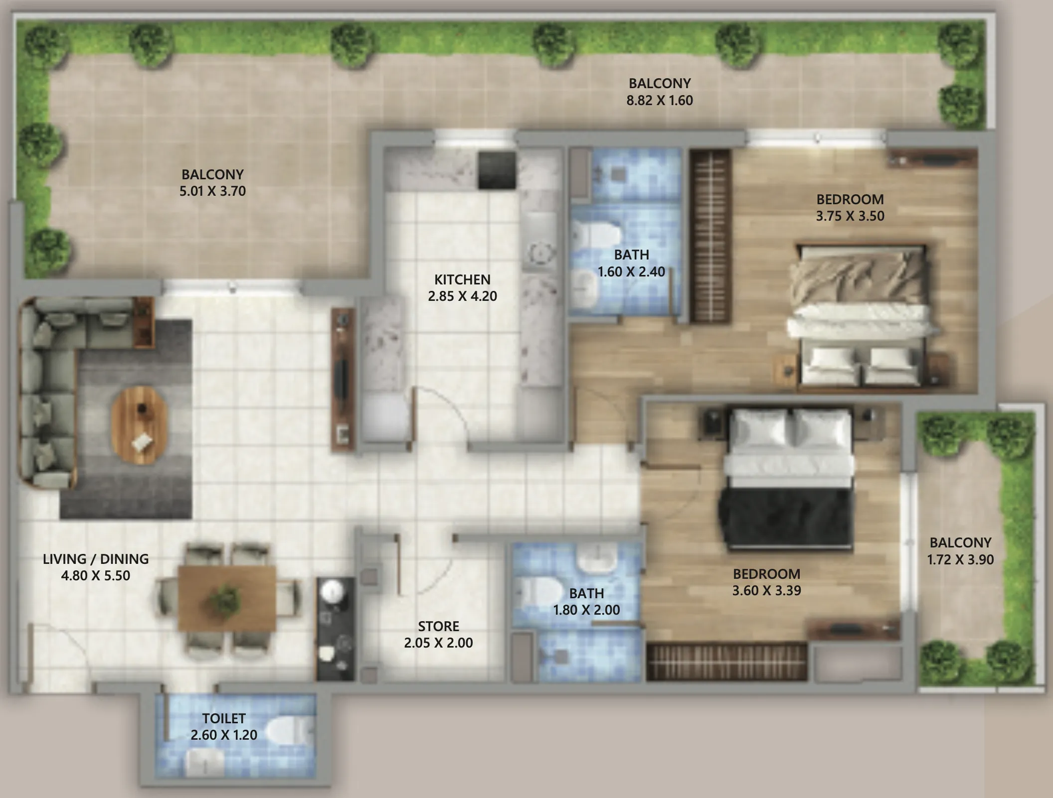 2 bedroom layout