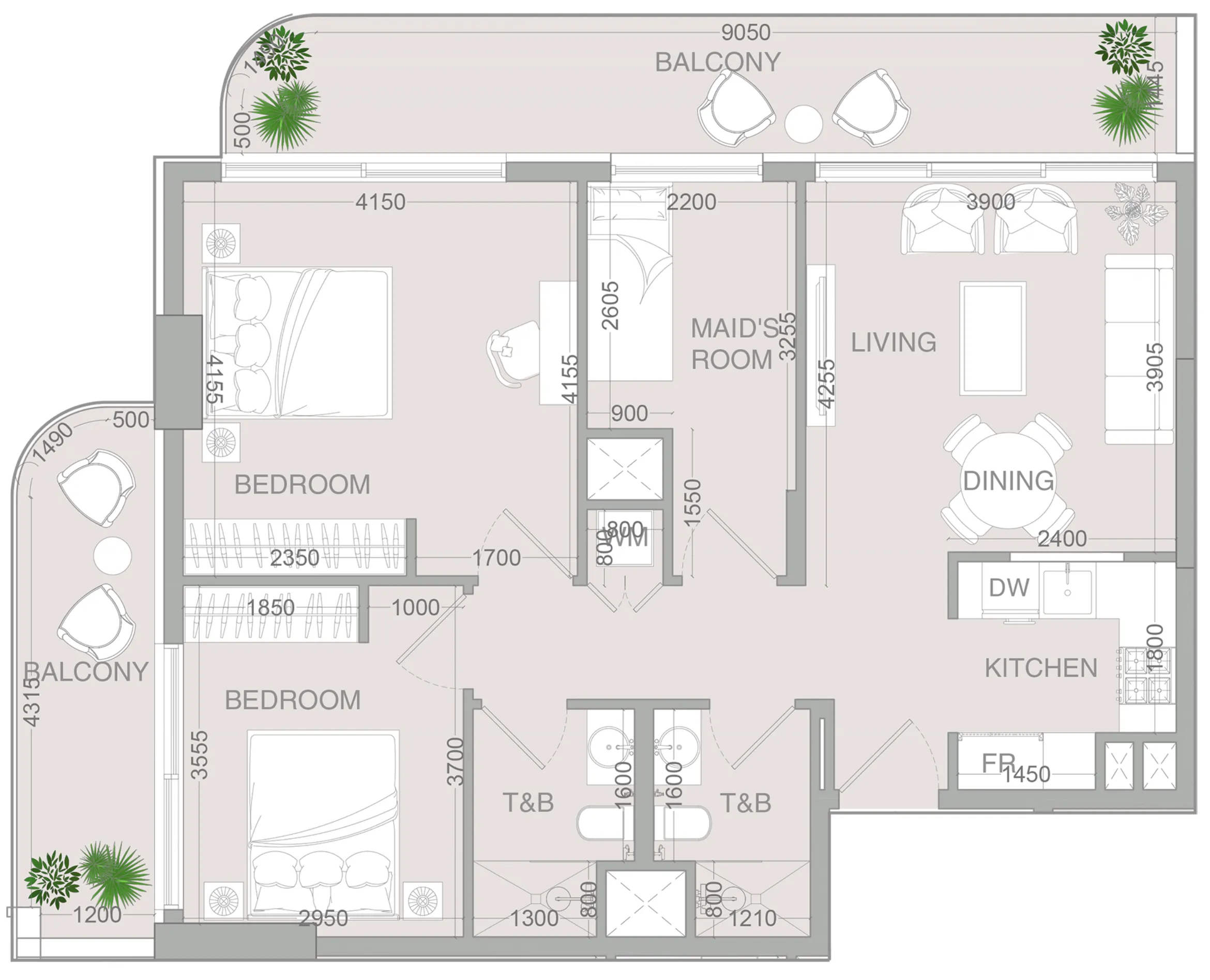 2 bedroom layout