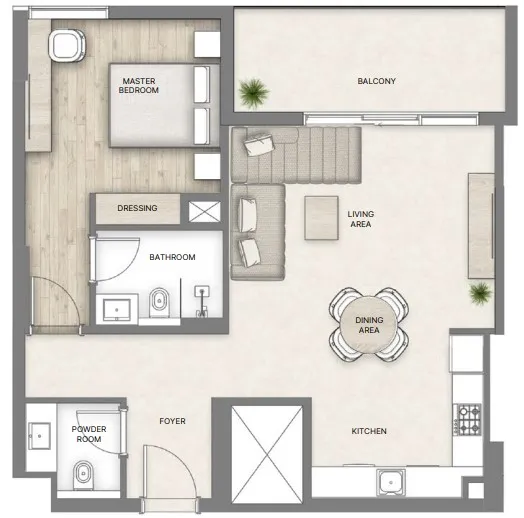 1 bedroom layout