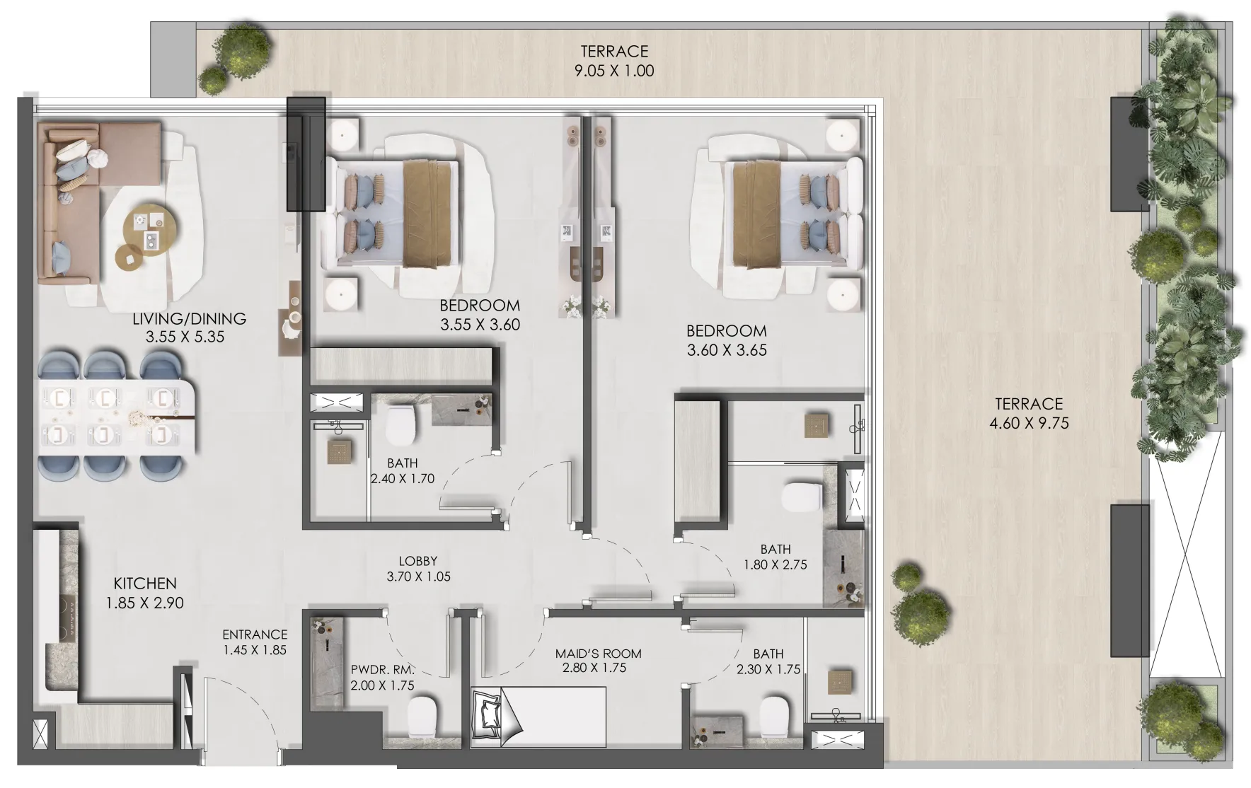 2 bedroom layout