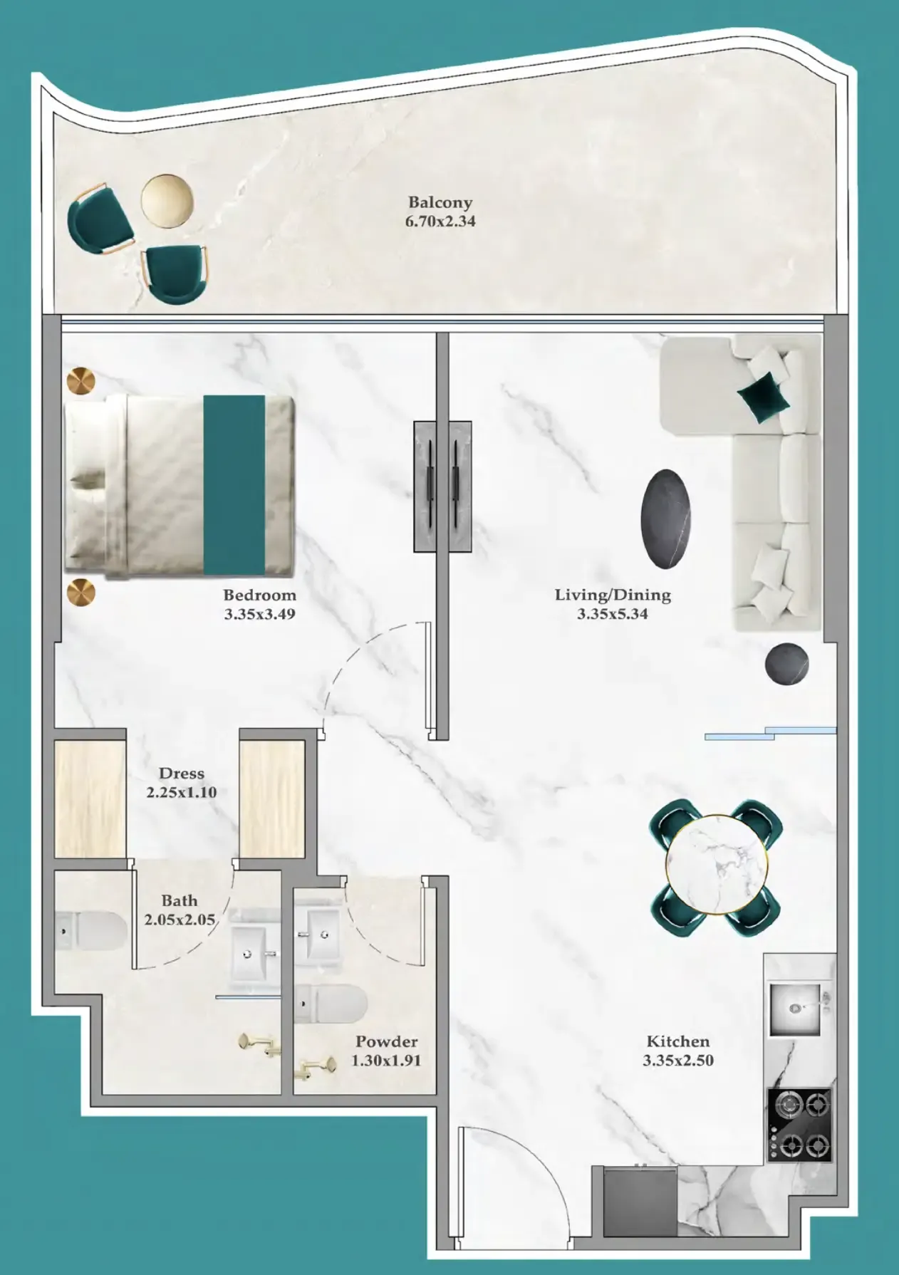 1 bedroom layout