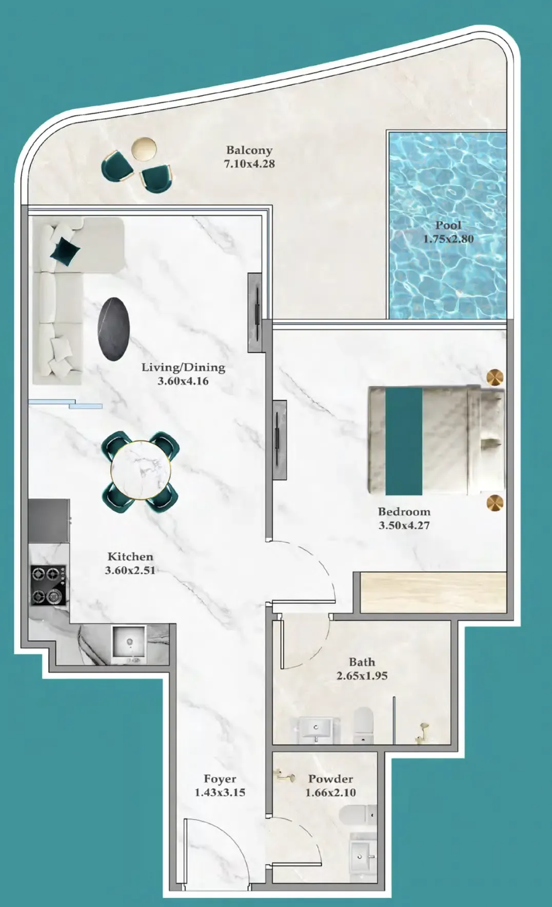 1 bedroom layout