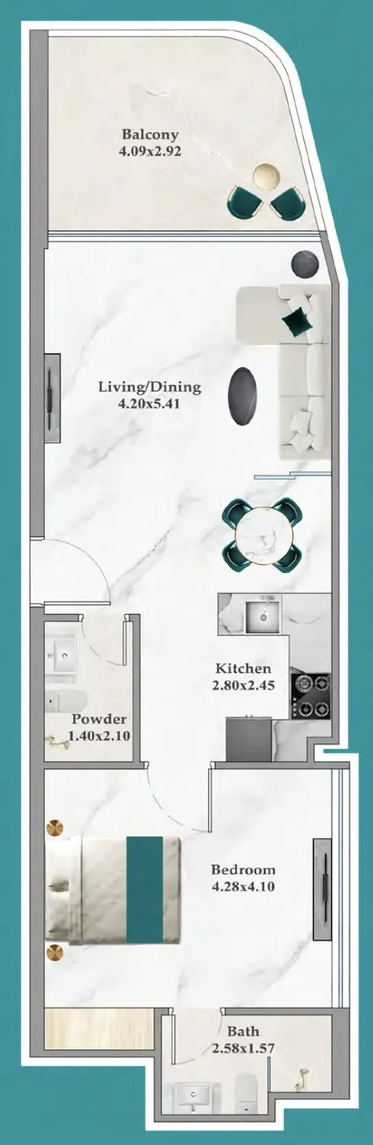 1 bedroom layout