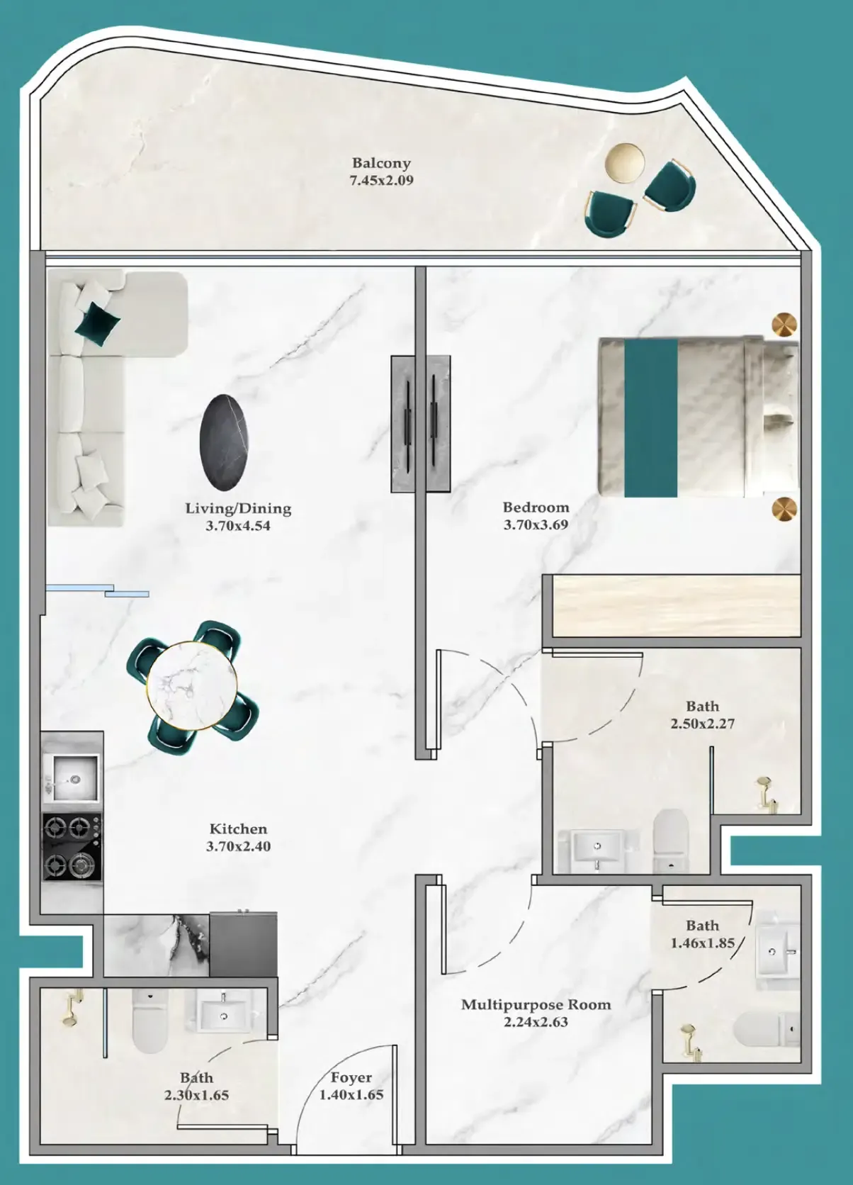 1 bedroom layout