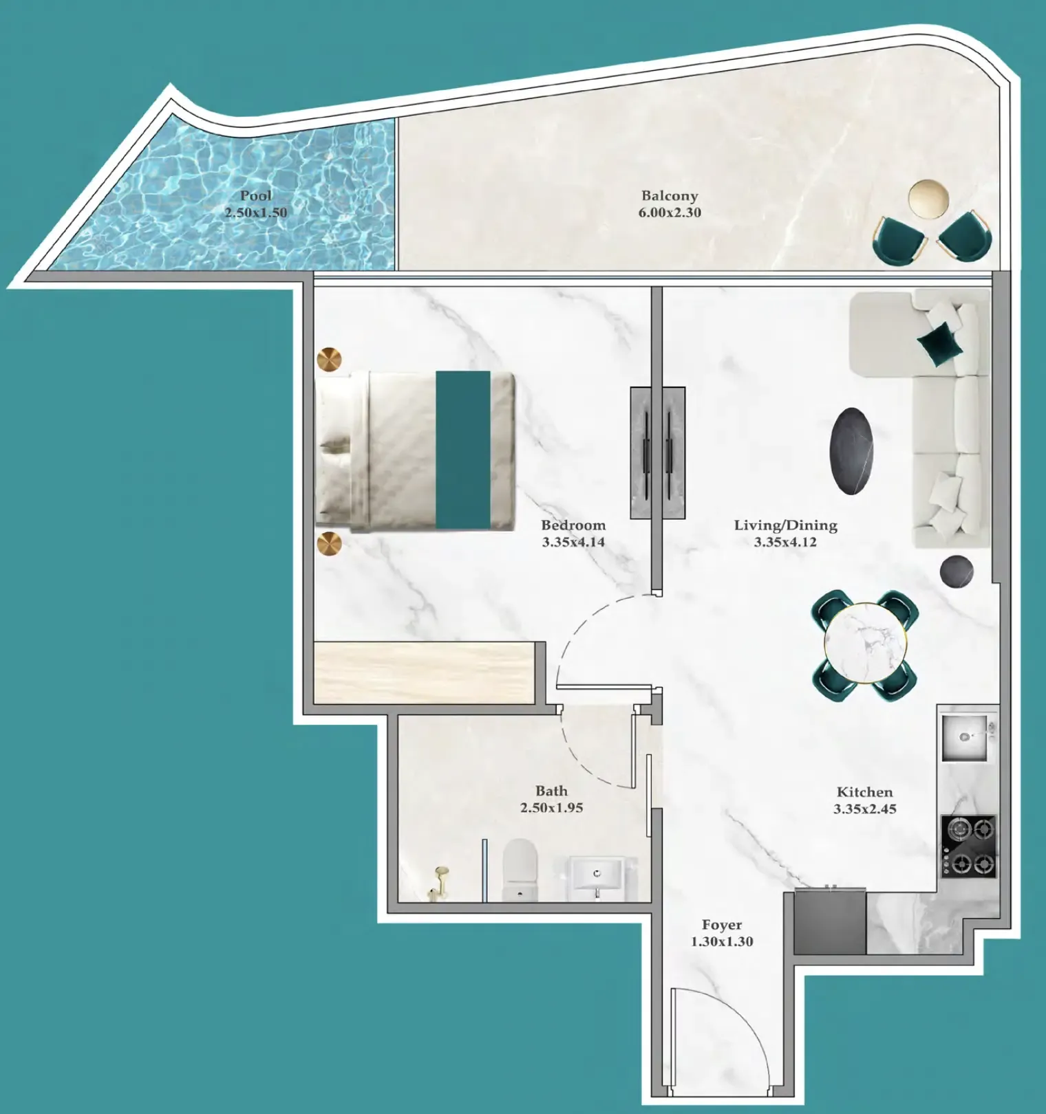 1 bedroom layout