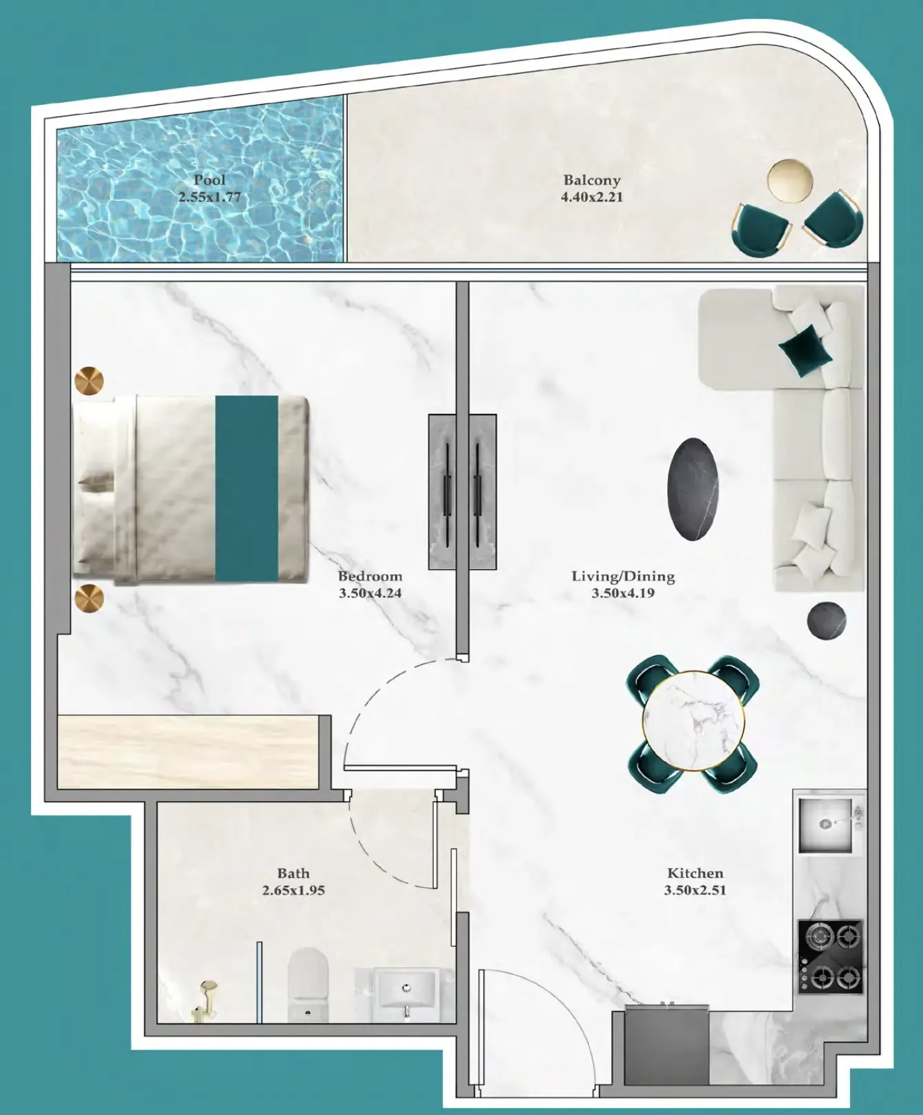 1 bedroom layout