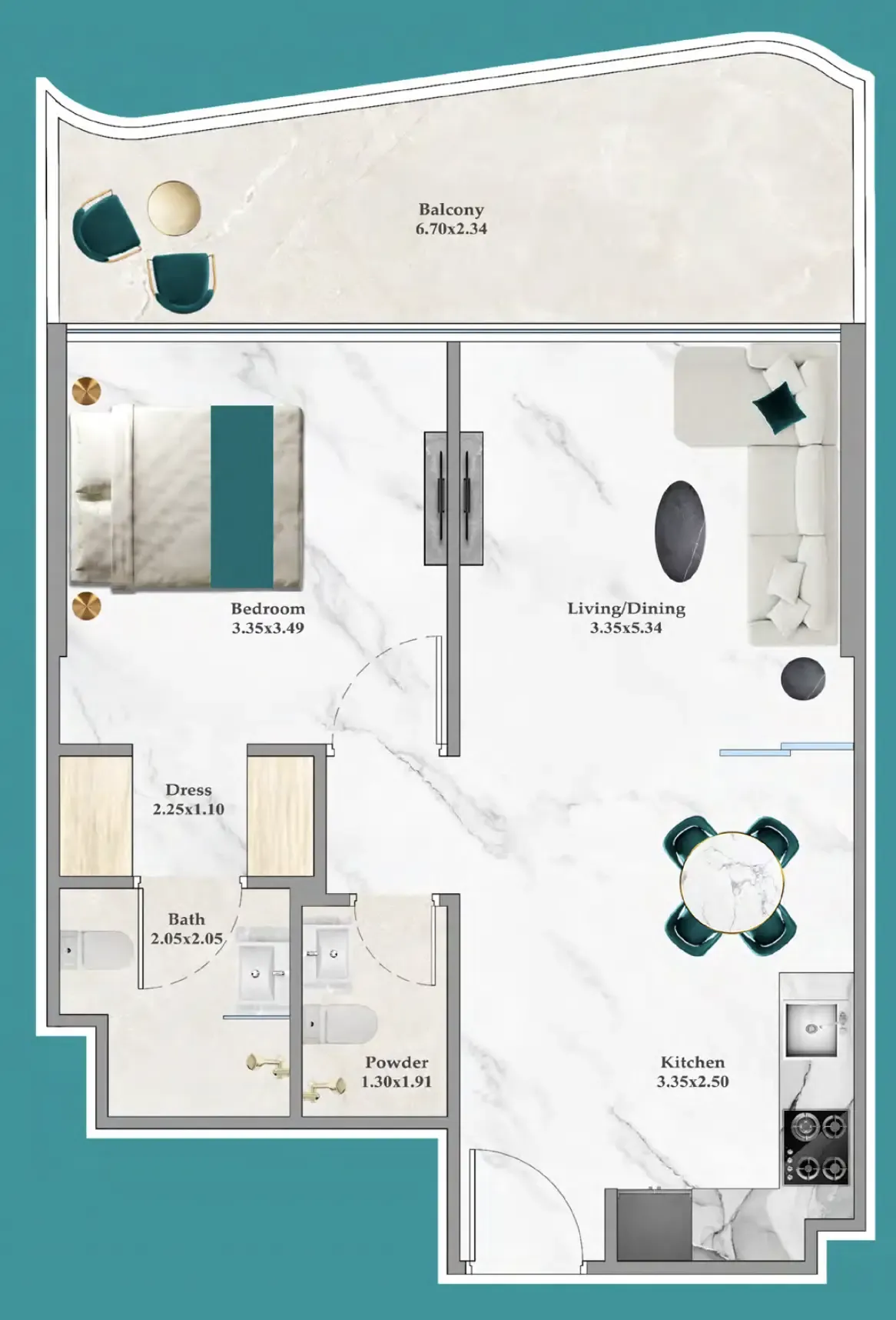 1 bedroom layout