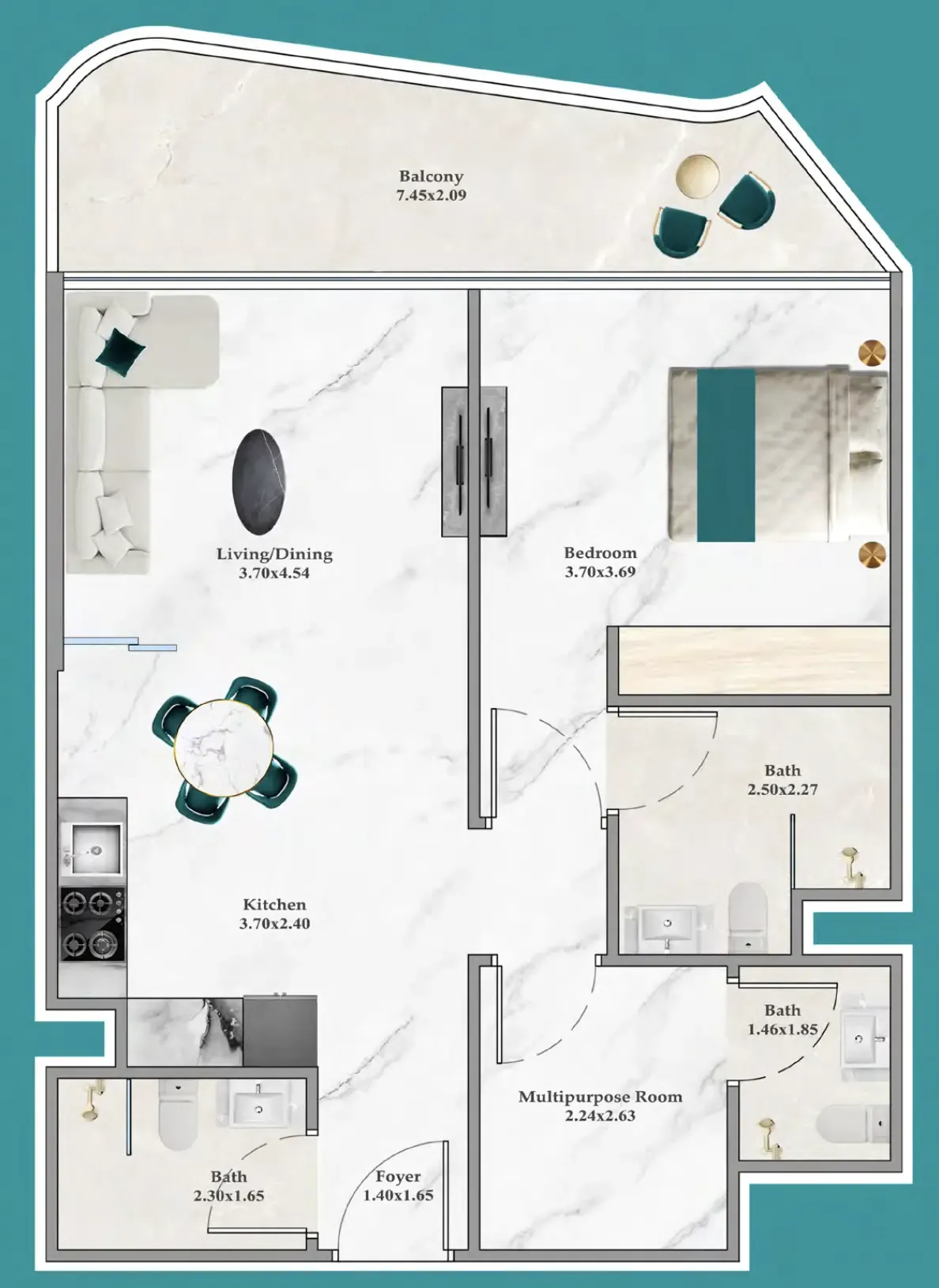 1 bedroom layout