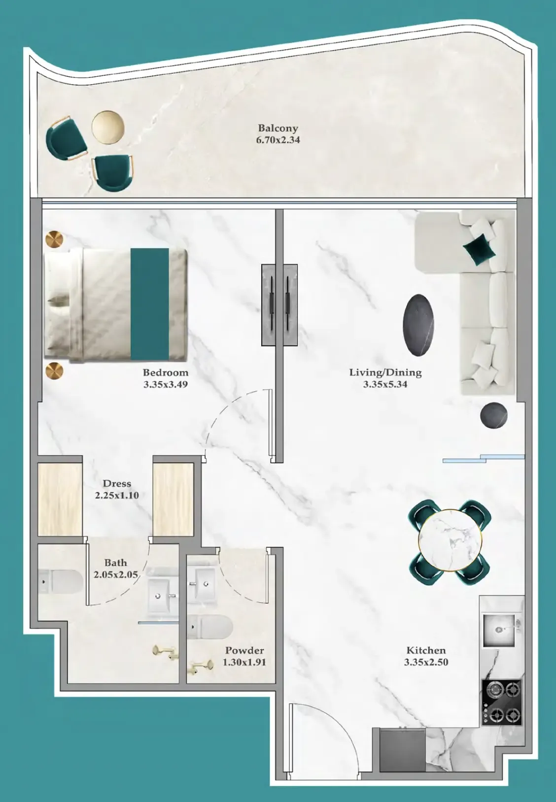1 bedroom layout