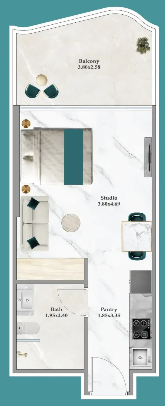 0 bedroom layout
