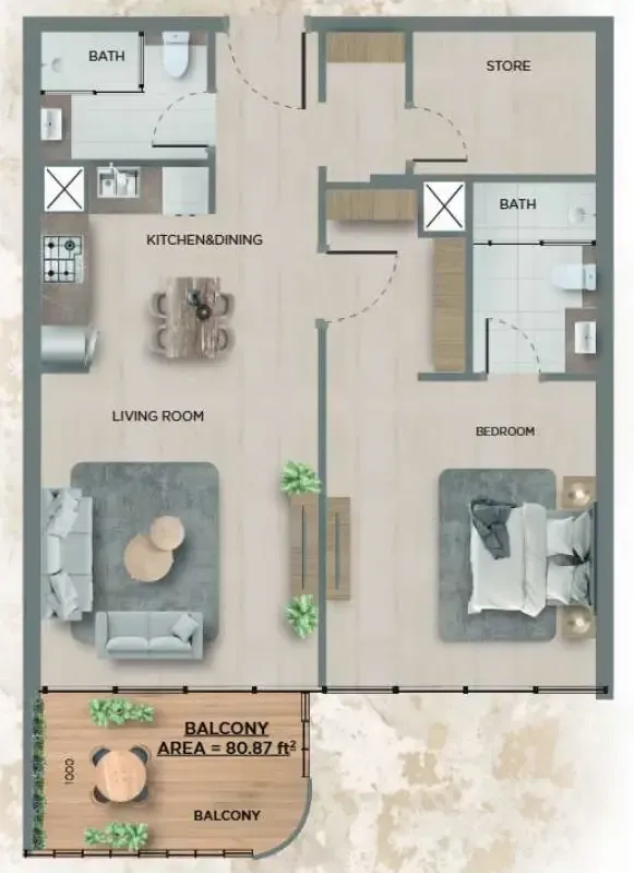 1 bedroom layout