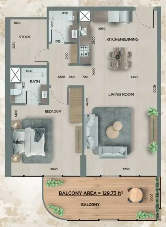 1 bedroom layout