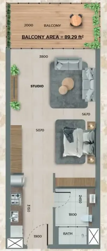 0 bedroom layout