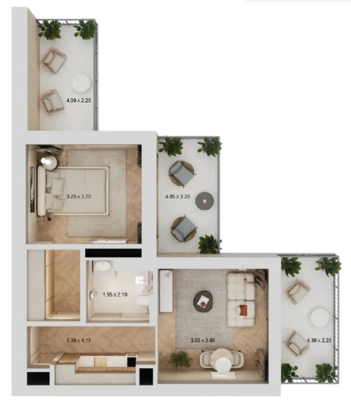 1 bedroom layout