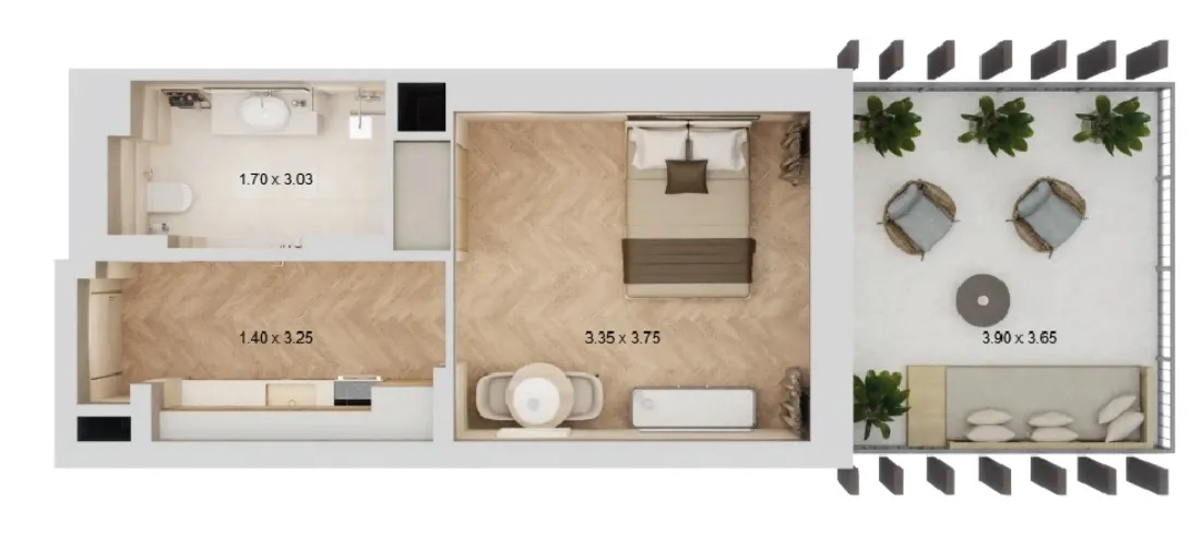 0 bedroom layout