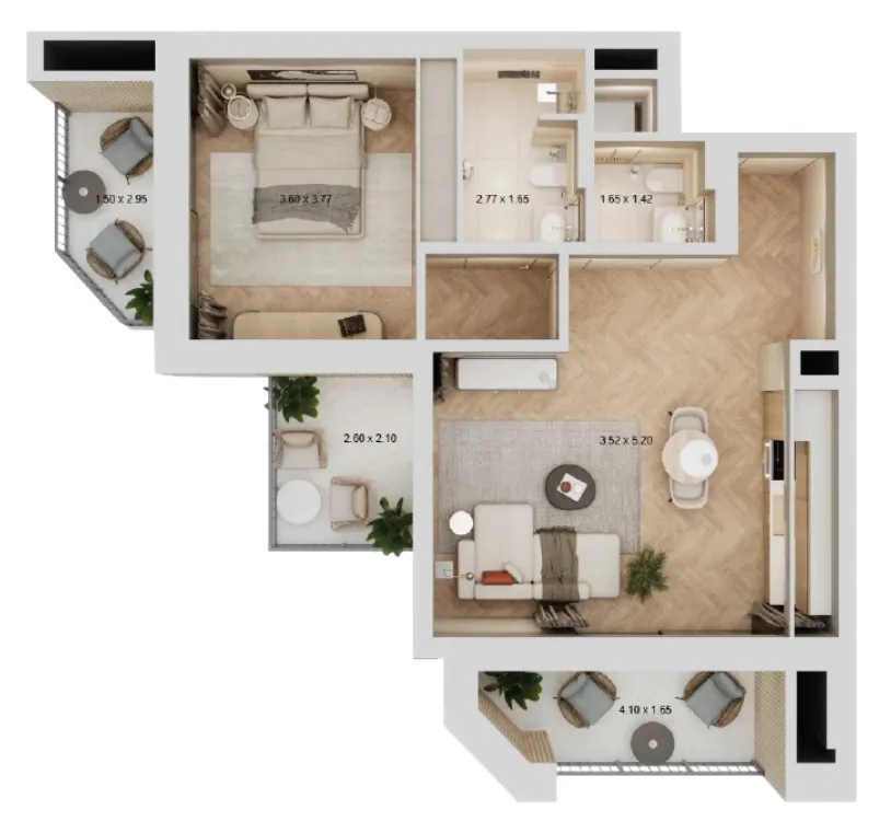 1 bedroom layout