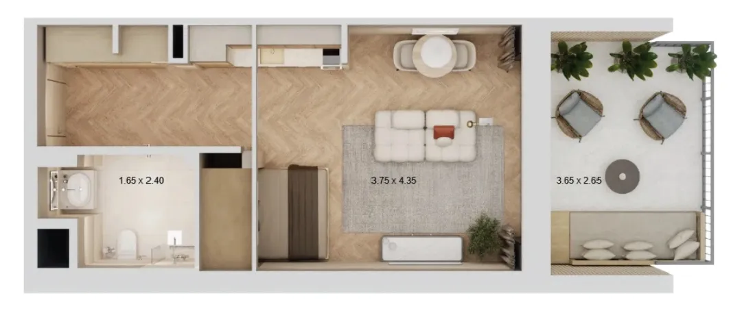0 bedroom layout