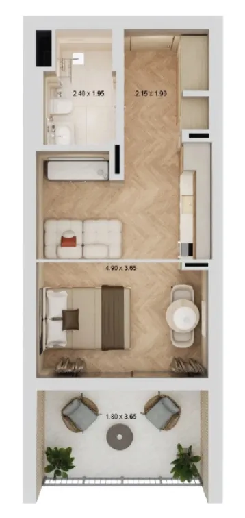 0 bedroom layout