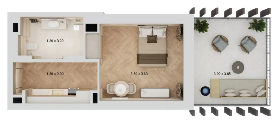 0 bedroom layout