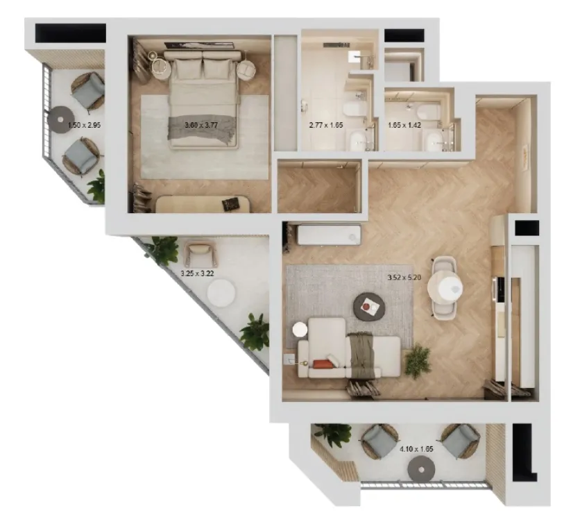 1 bedroom layout