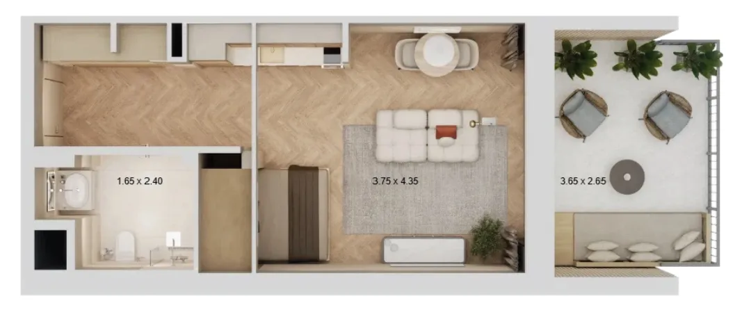 0 bedroom layout