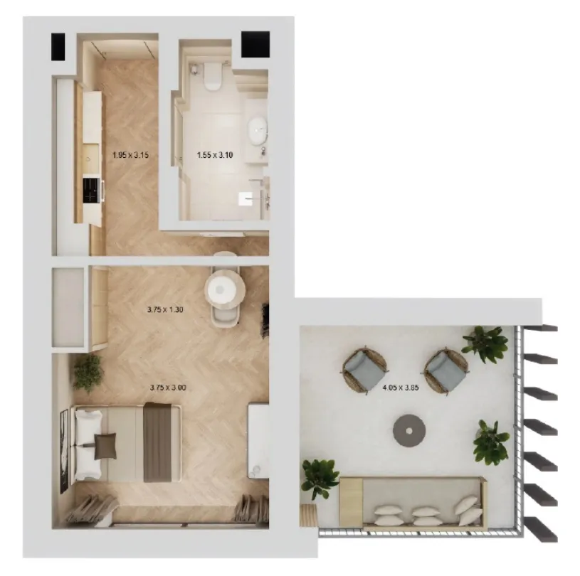 0 bedroom layout