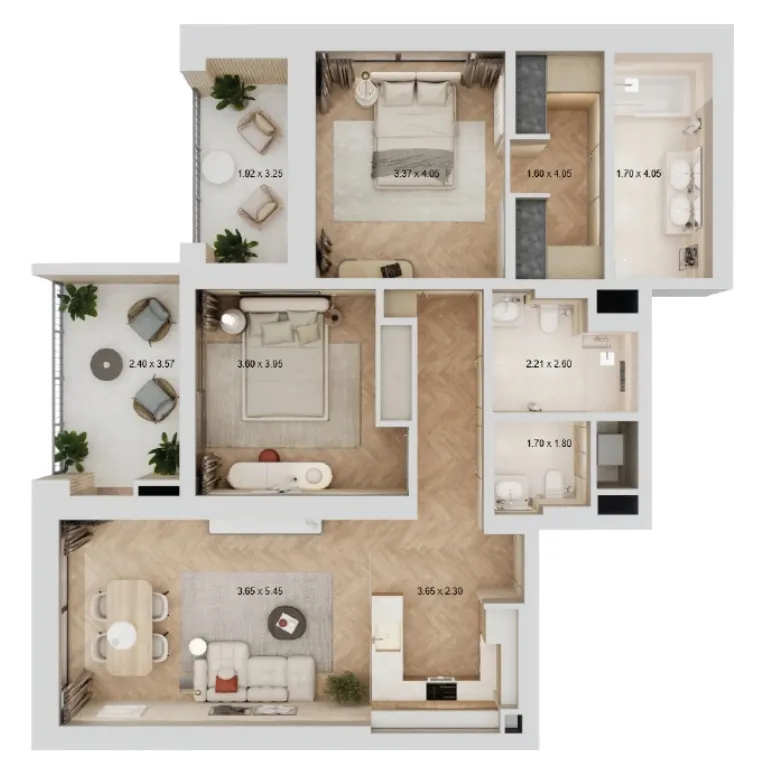 2 bedroom layout