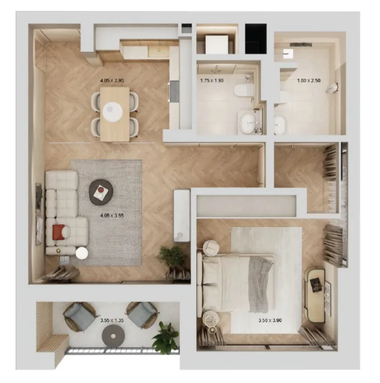 1 bedroom layout
