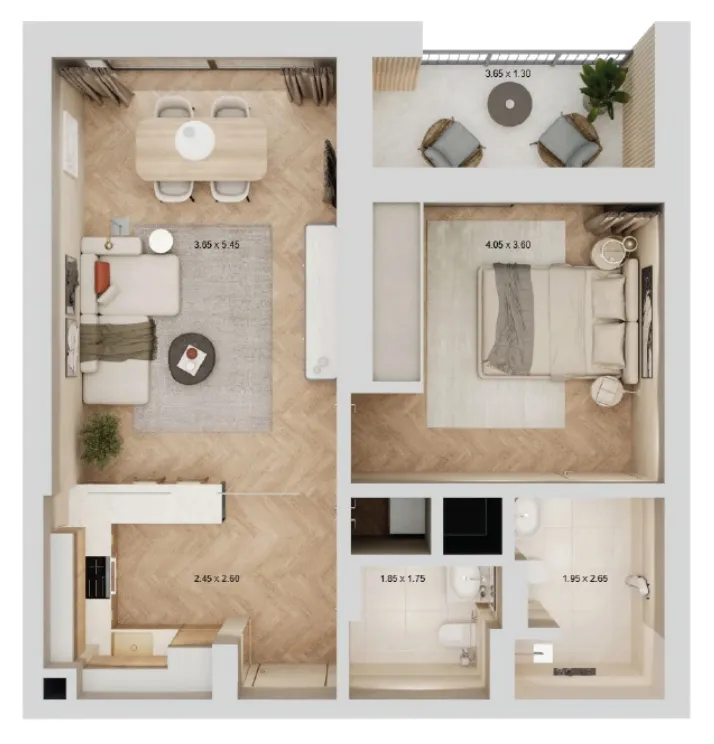 1 bedroom layout