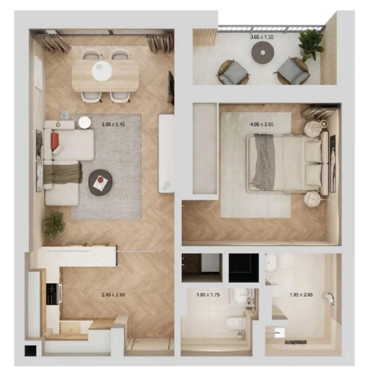 1 bedroom layout