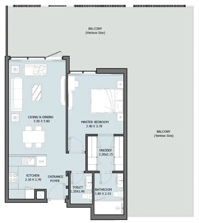 1 bedroom layout