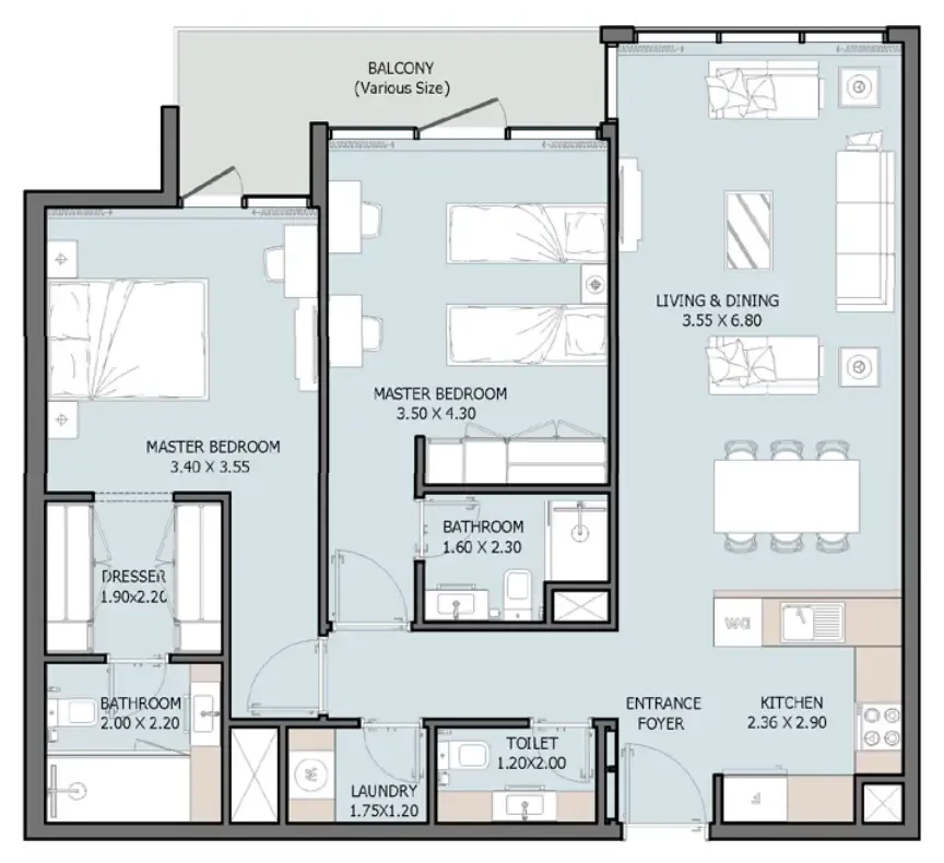 2 bedroom layout