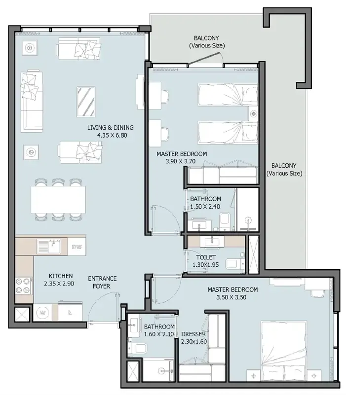 2 bedroom layout