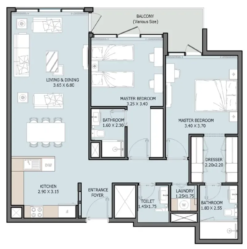 2 bedroom layout