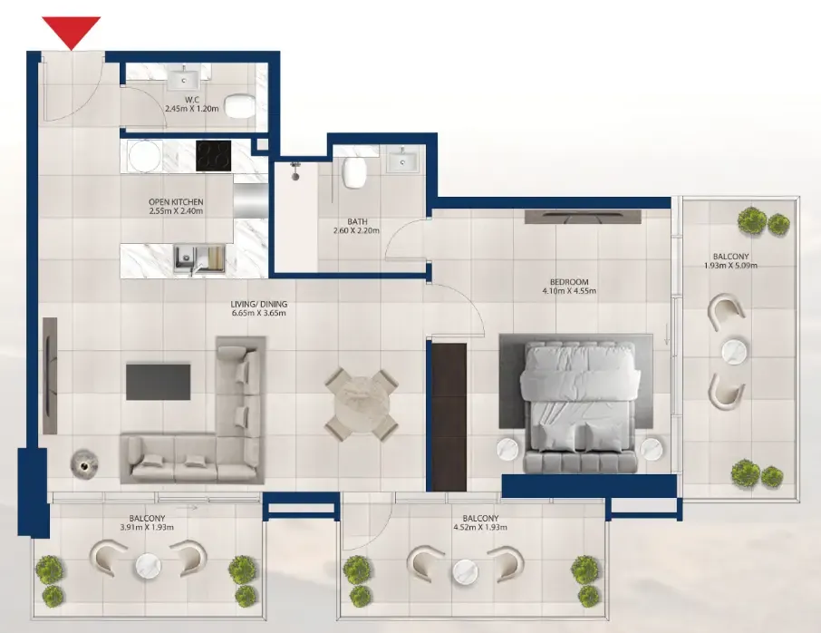 1 bedroom layout