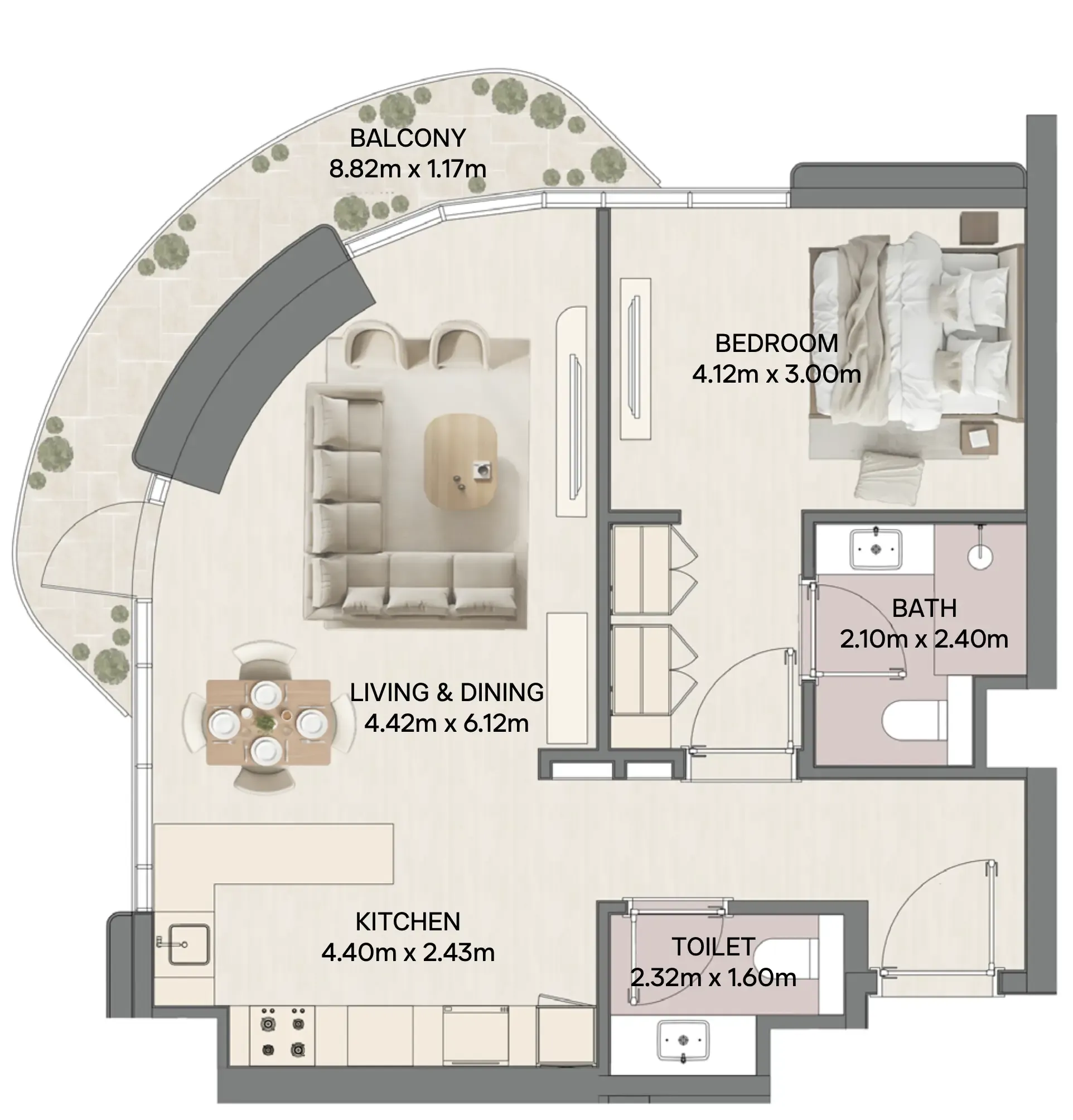 1 bedroom layout