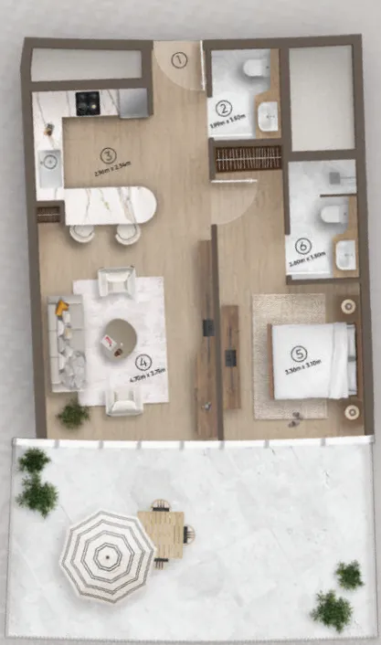 1 bedroom layout