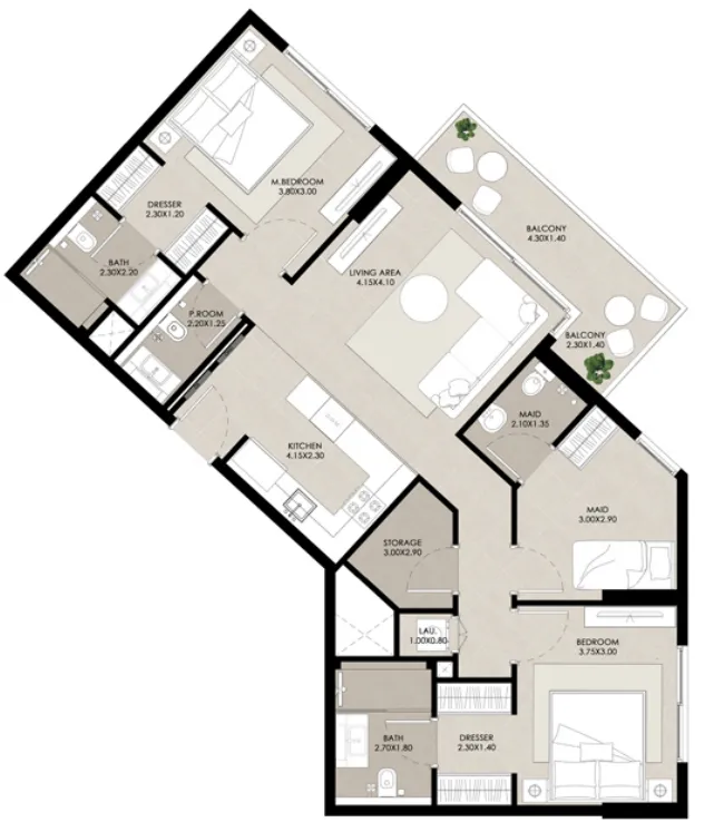 2 bedroom layout