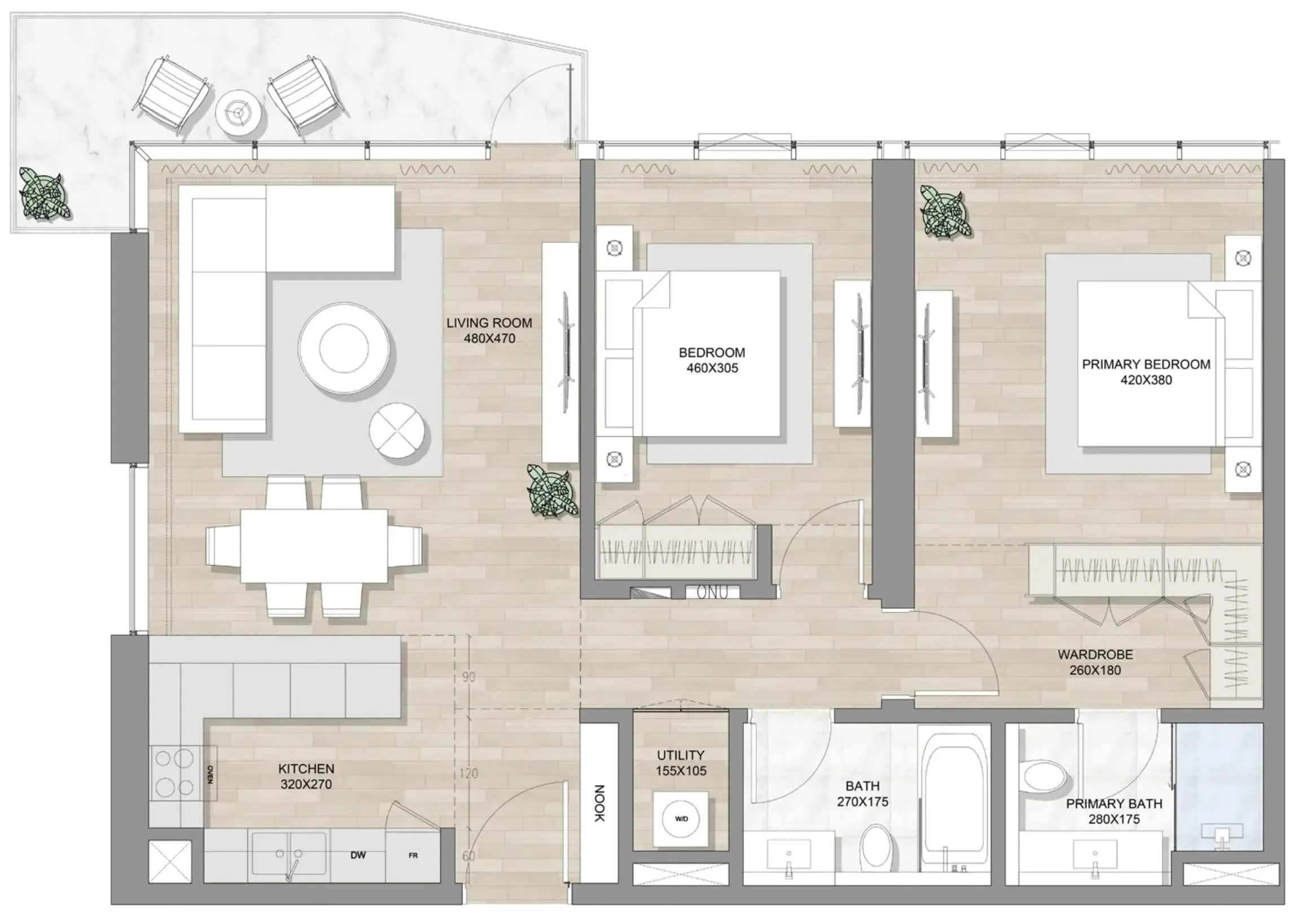 2 bedroom layout