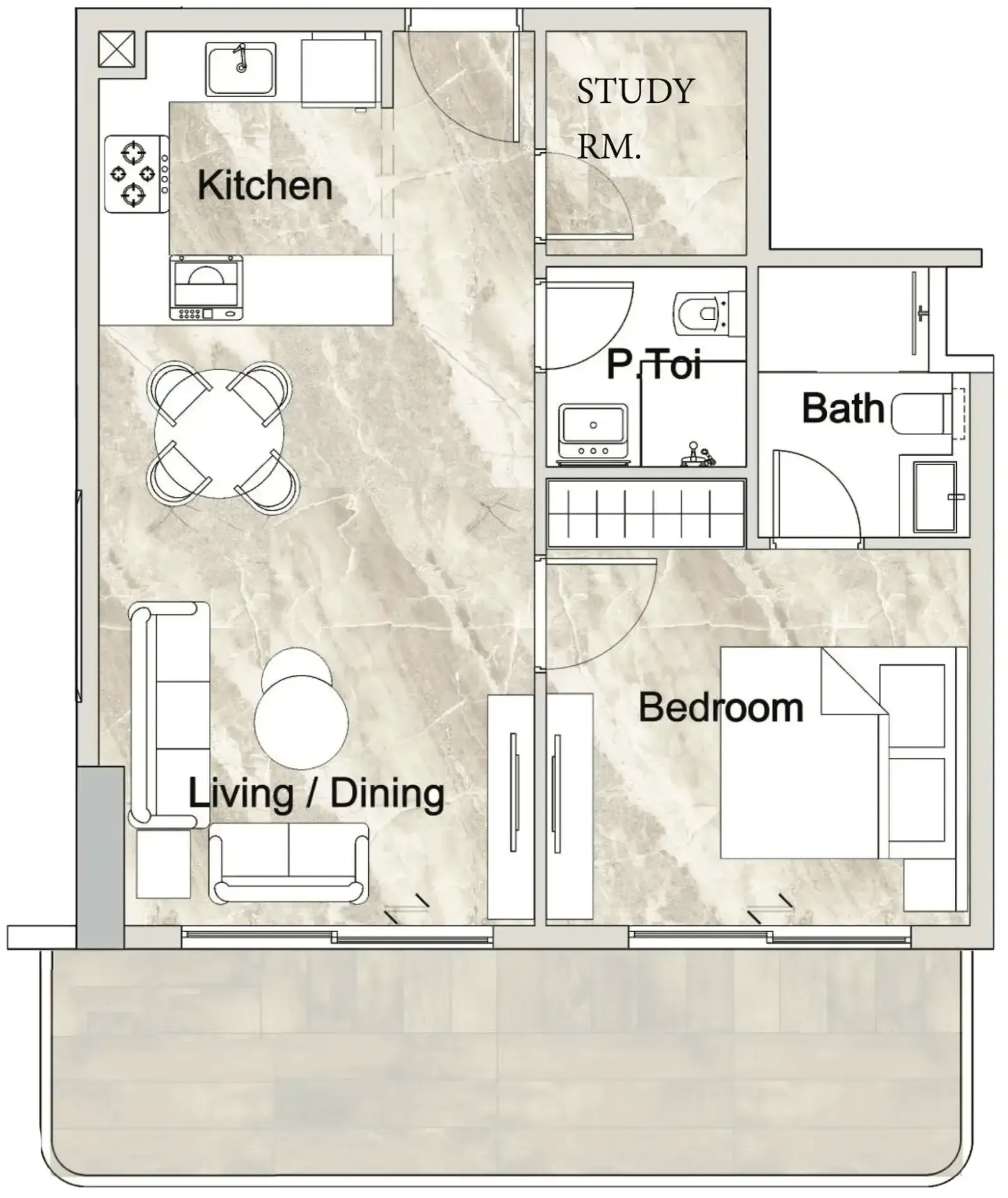 1 bedroom layout