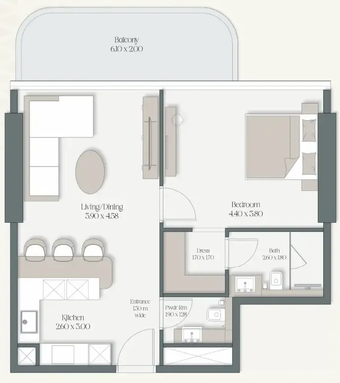1 bedroom layout