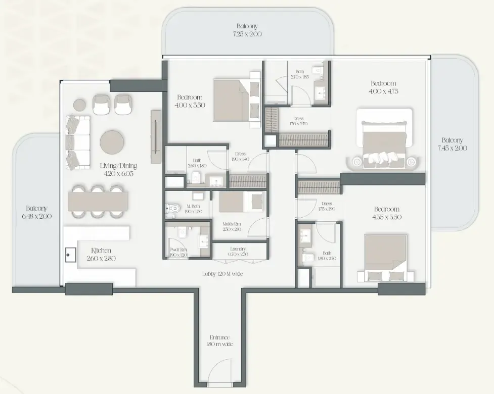 3 bedroom layout