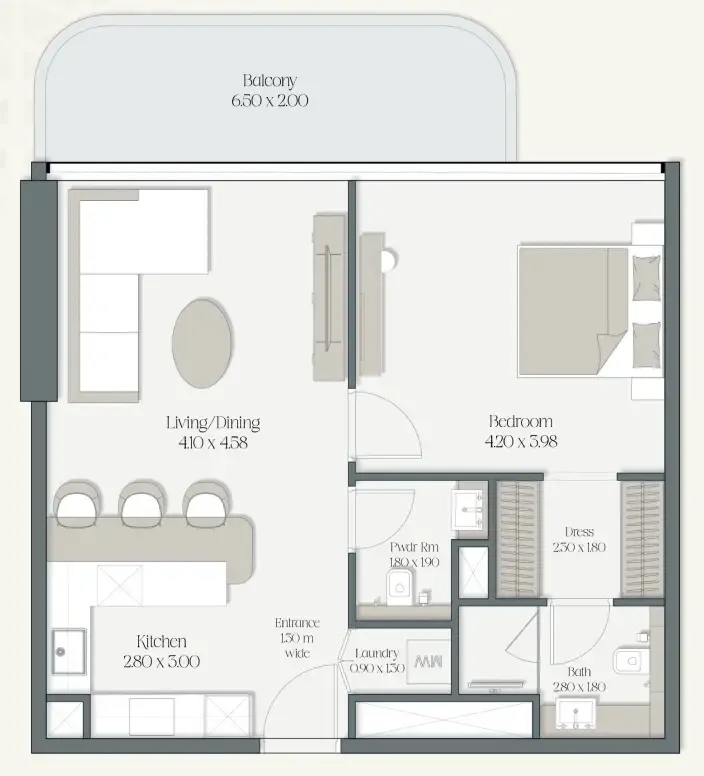 1 bedroom layout