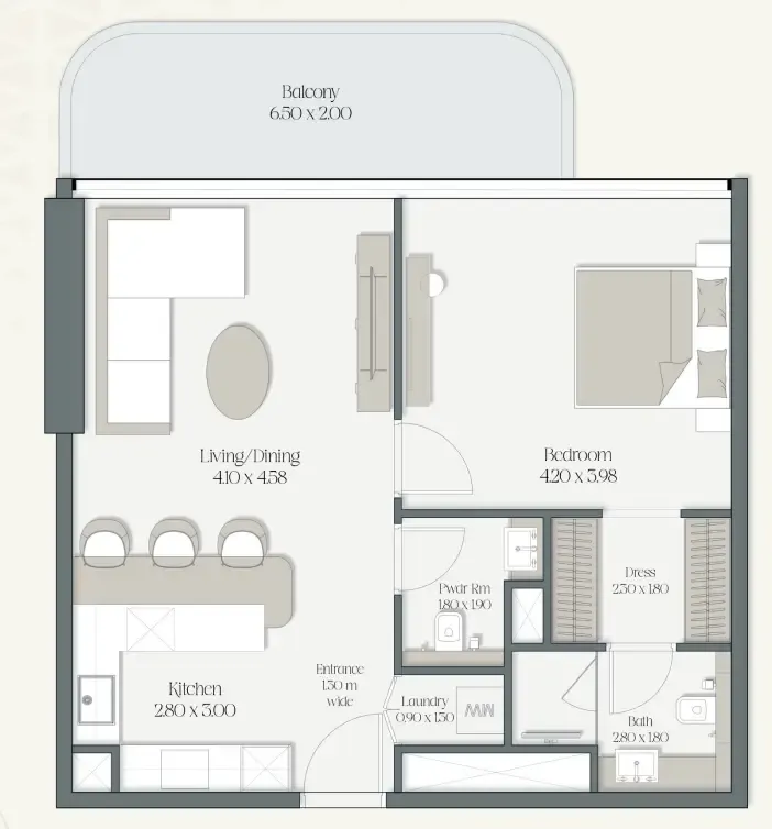 1 bedroom layout