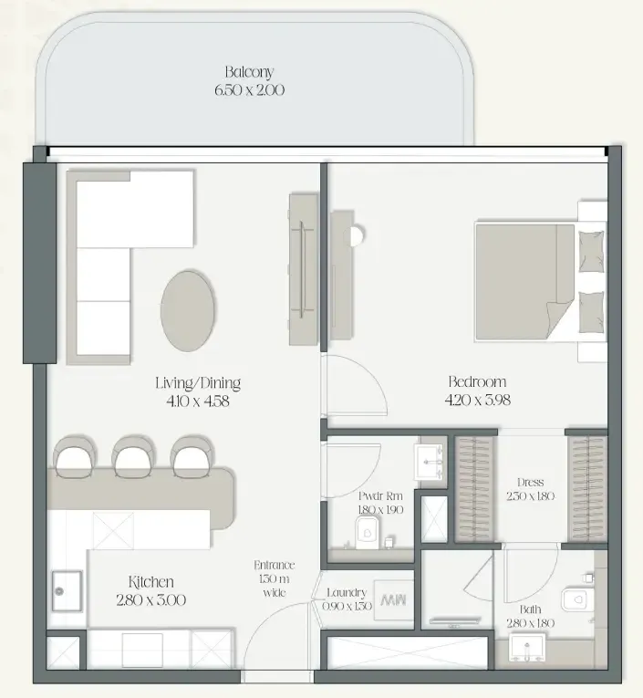 1 bedroom layout