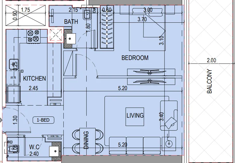 1 bedroom layout