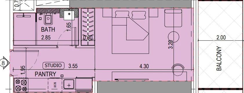 0 bedroom layout