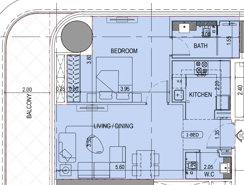 1 bedroom layout