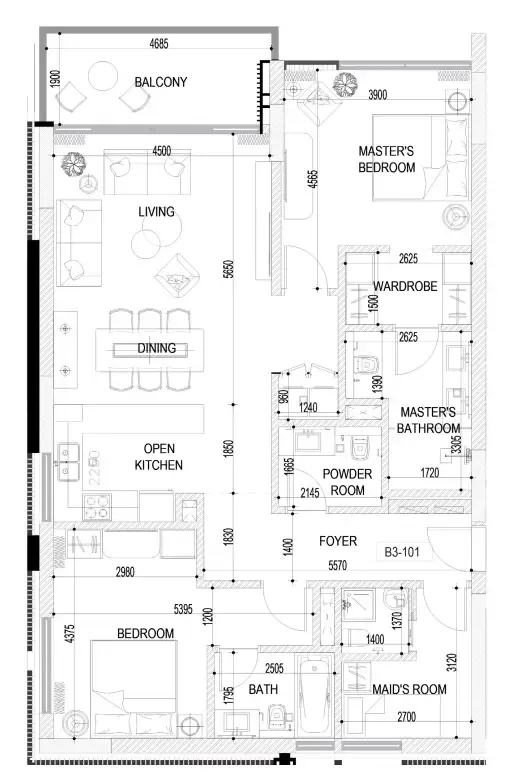 2 bedroom layout