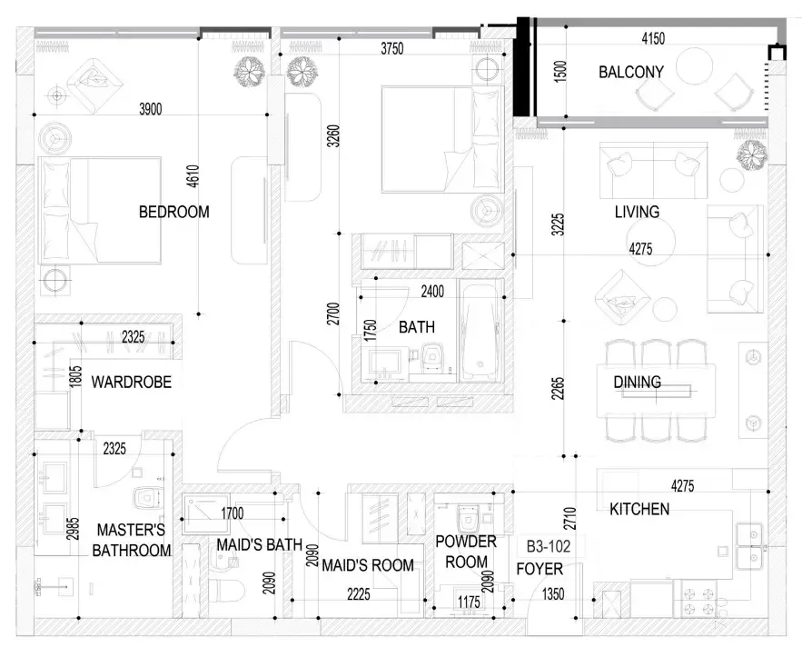 2 bedroom layout